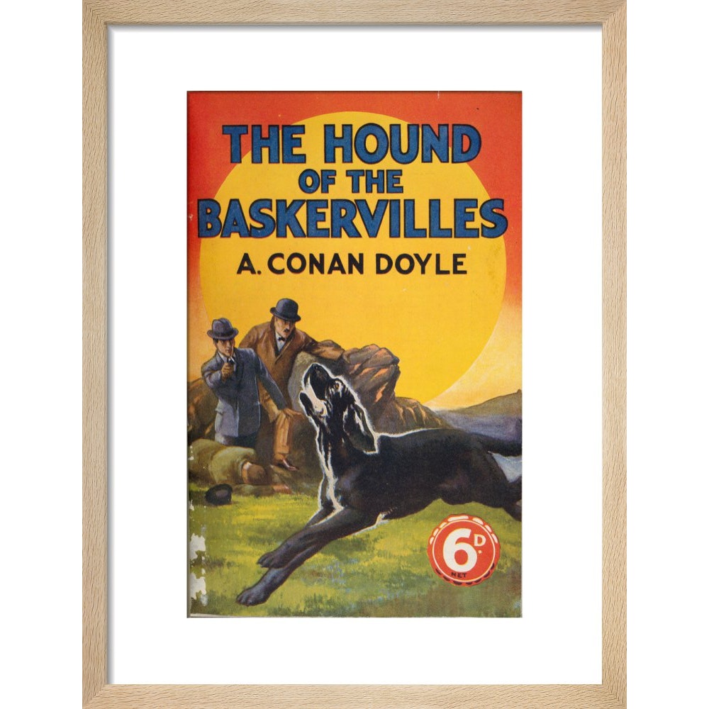 Hound of the Baskervilles book cover print in natural frame