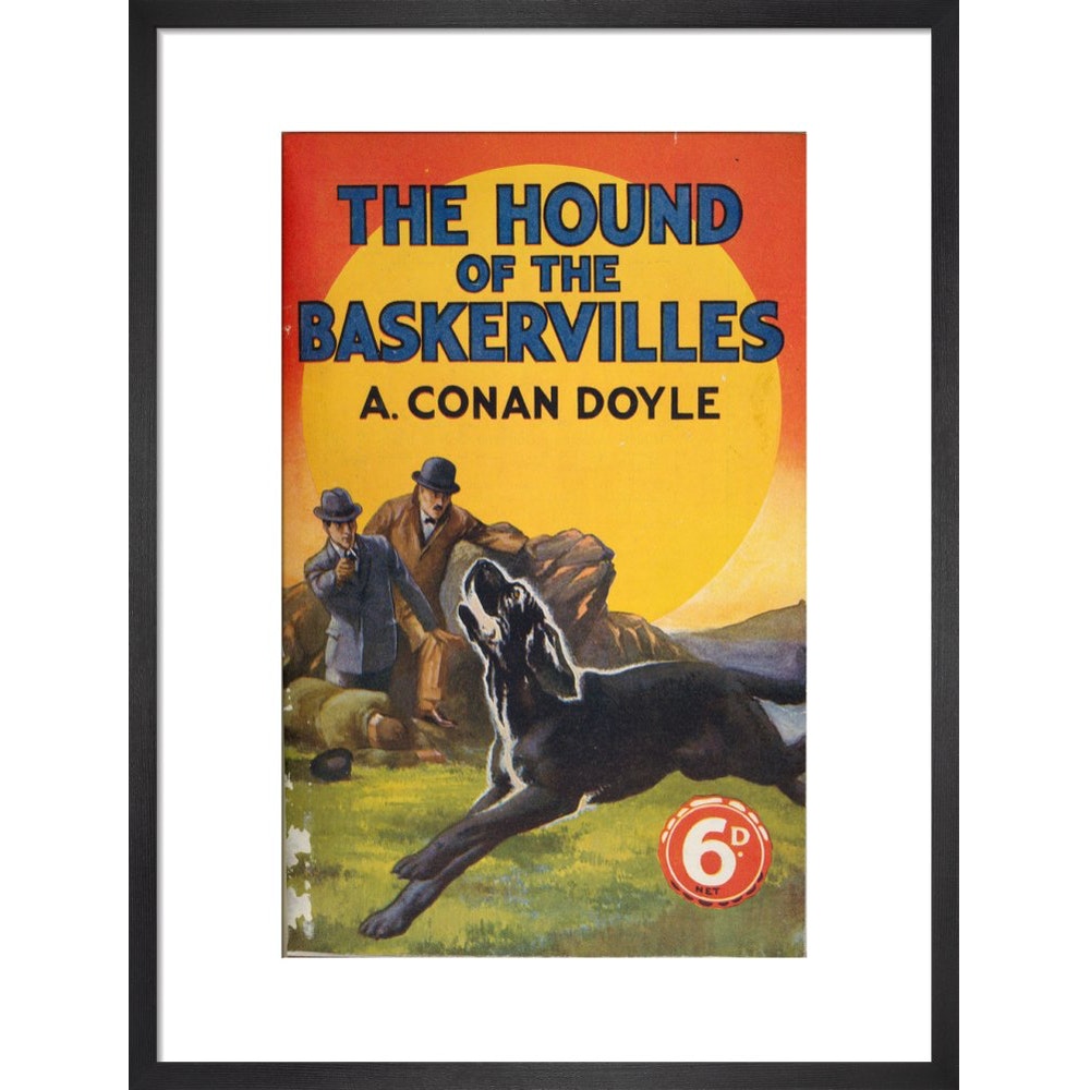 Hound of the Baskervilles book cover print in black frame