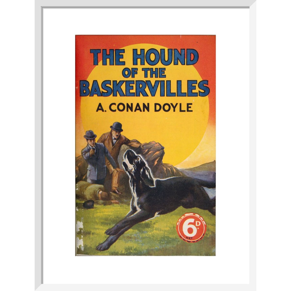 Hound of the Baskervilles book cover print in white frame