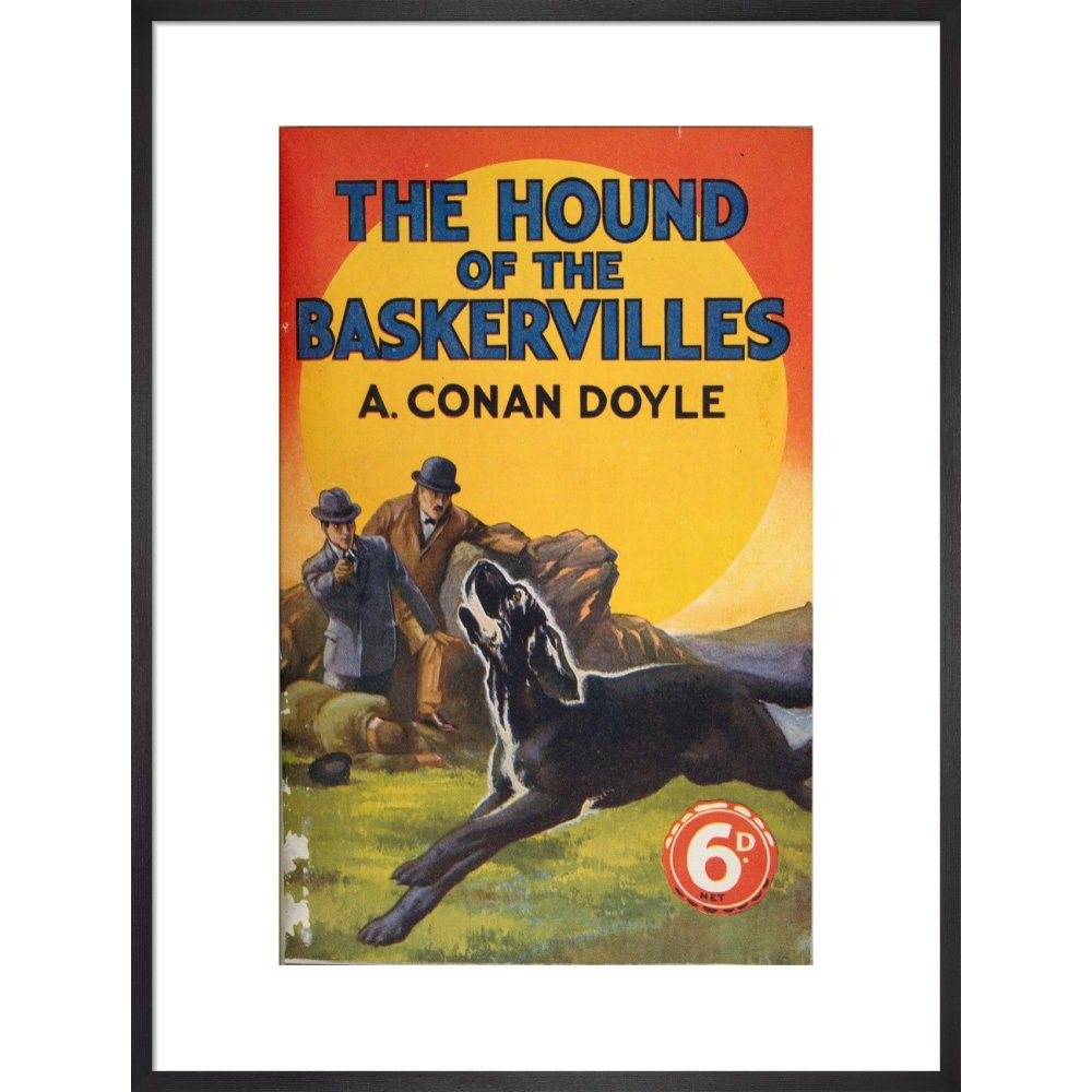 Hound of the Baskervilles book cover print in black frame