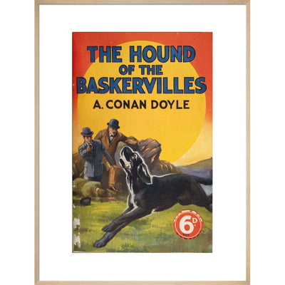 Hound of the Baskervilles book cover print in natural frame