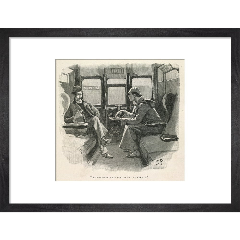 Sherlock Holmes and Dr Watson print in black frame