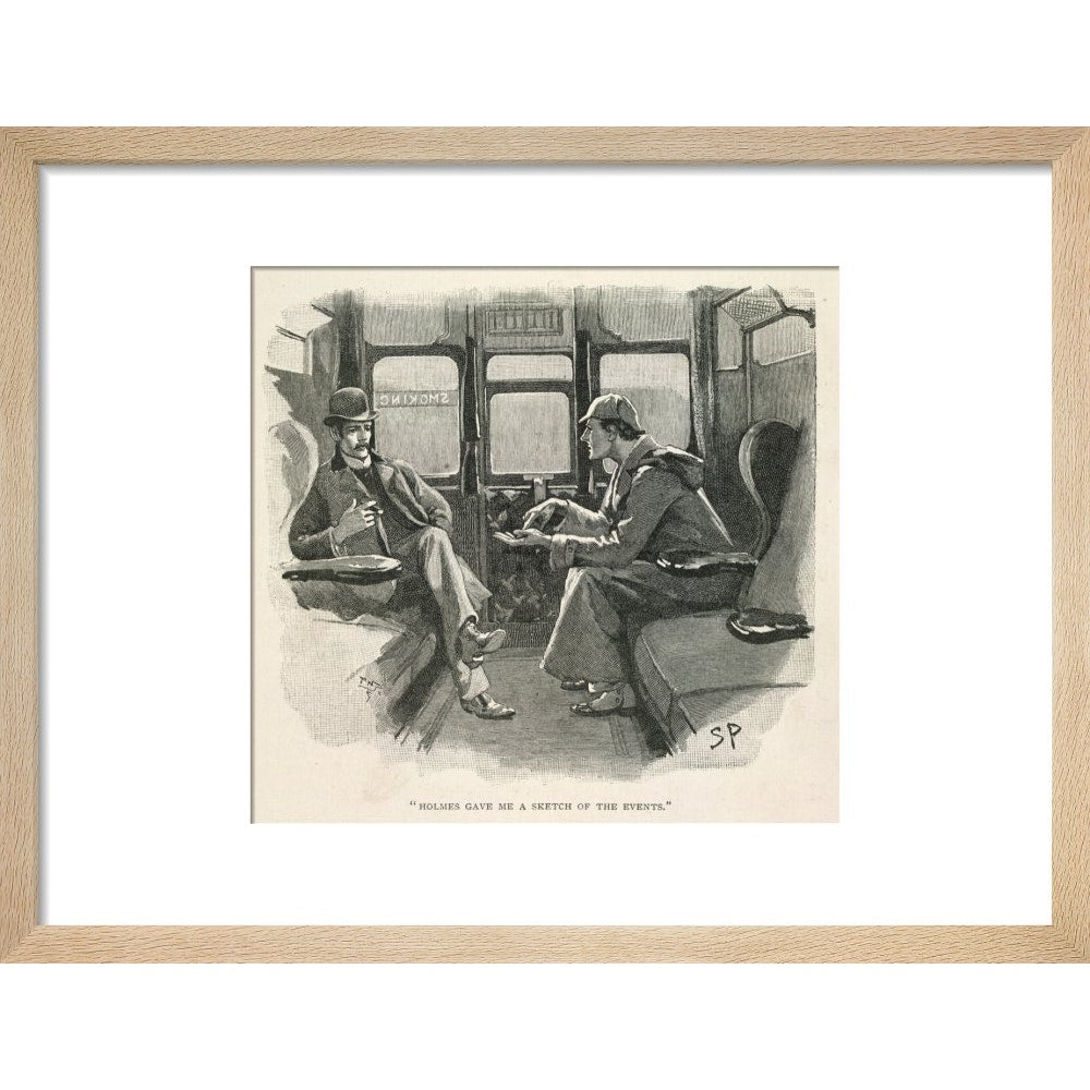 Sherlock Holmes and Dr Watson print in natural frame