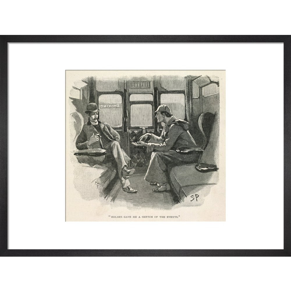 Sherlock Holmes and Dr Watson print in black frame