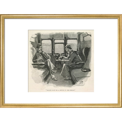 Sherlock Holmes and Dr Watson print in gold frame