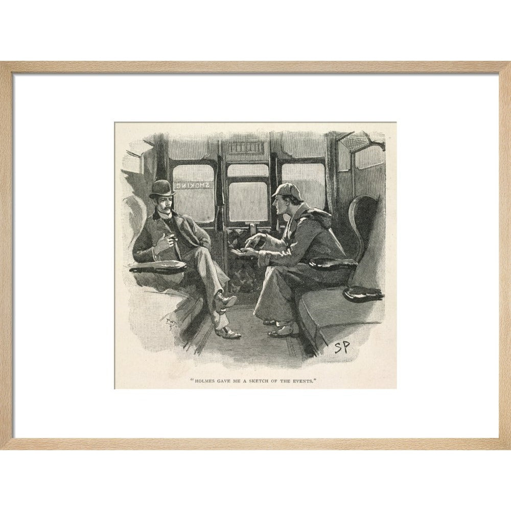 Sherlock Holmes and Dr Watson print in natural frame