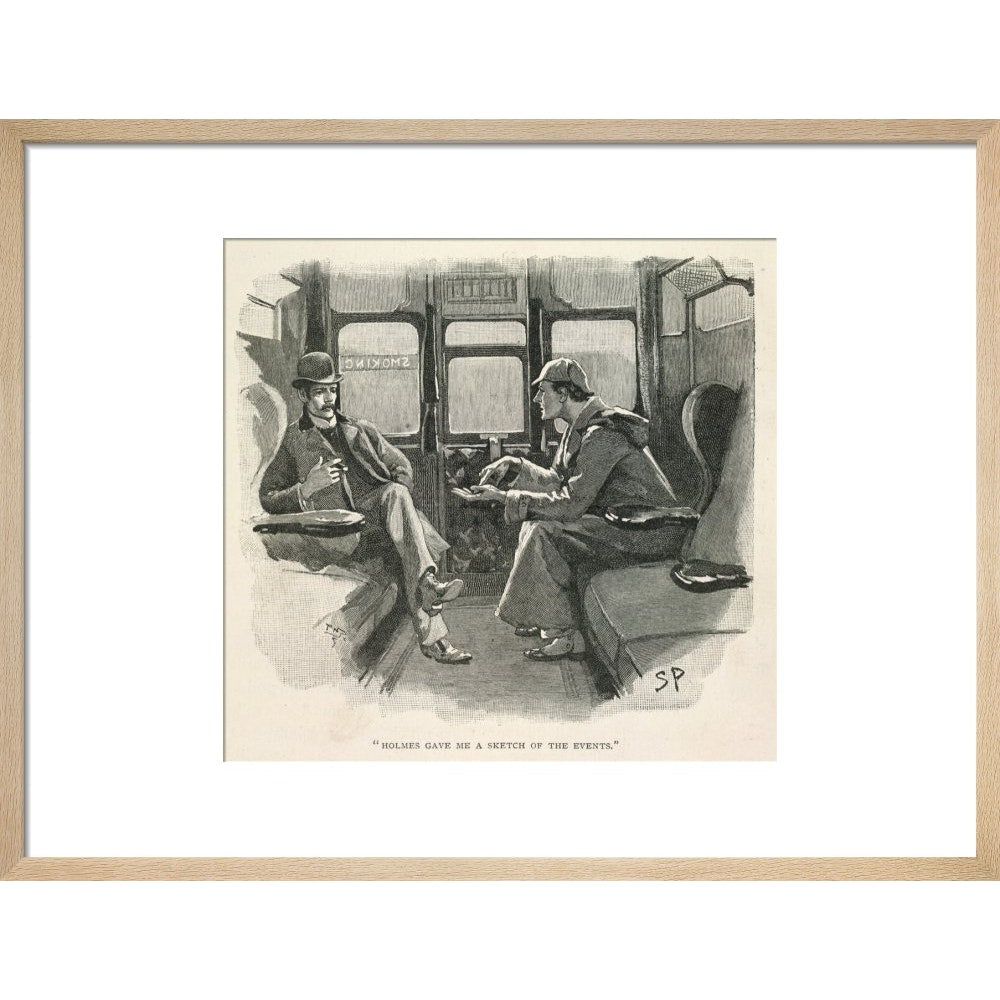 Sherlock Holmes and Dr Watson print in natural frame