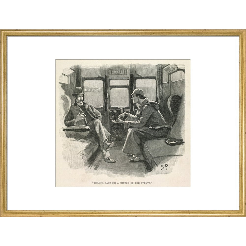 Sherlock Holmes and Dr Watson print in gold frame