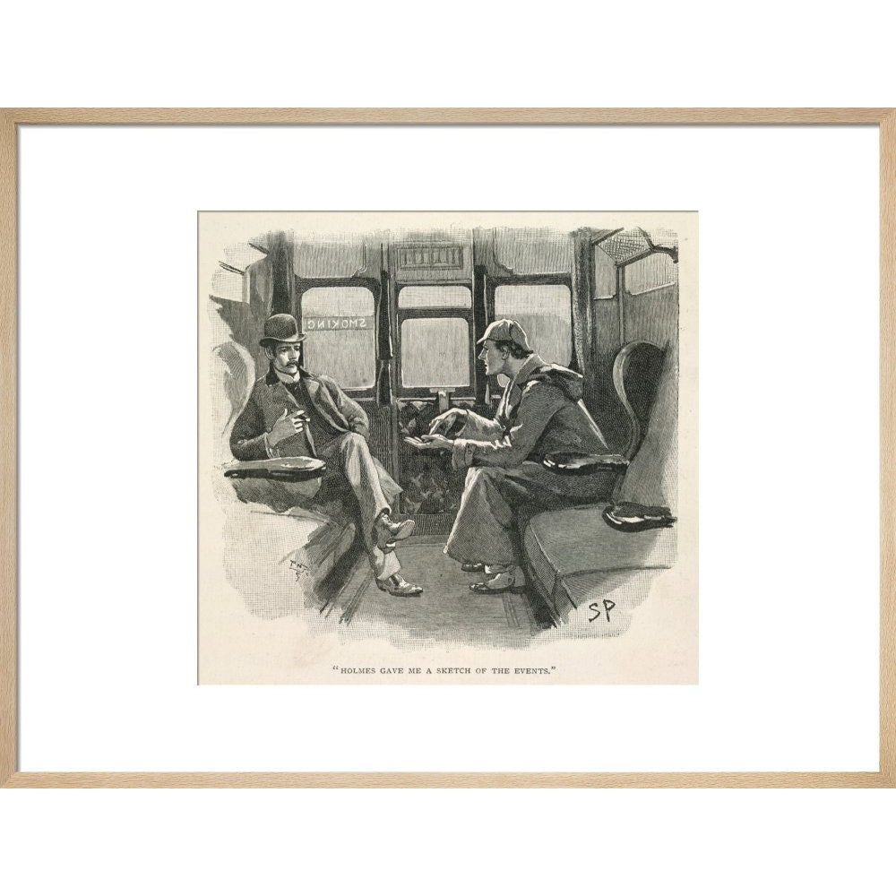 Sherlock Holmes and Dr Watson print in natural frame
