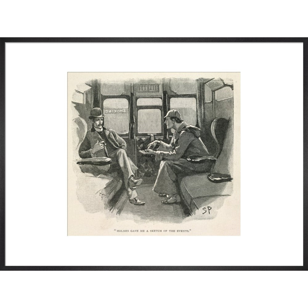 Sherlock Holmes and Dr Watson print in black frame