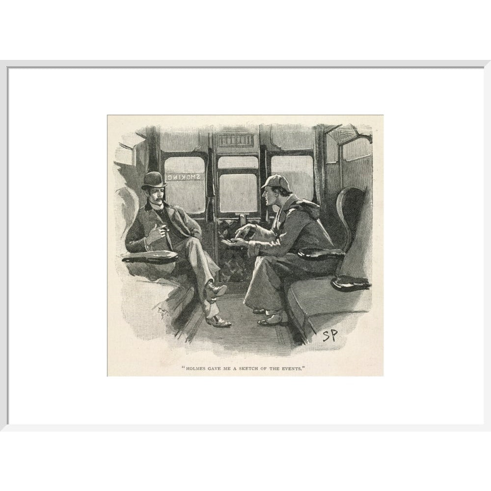 Sherlock Holmes and Dr Watson print in white frame