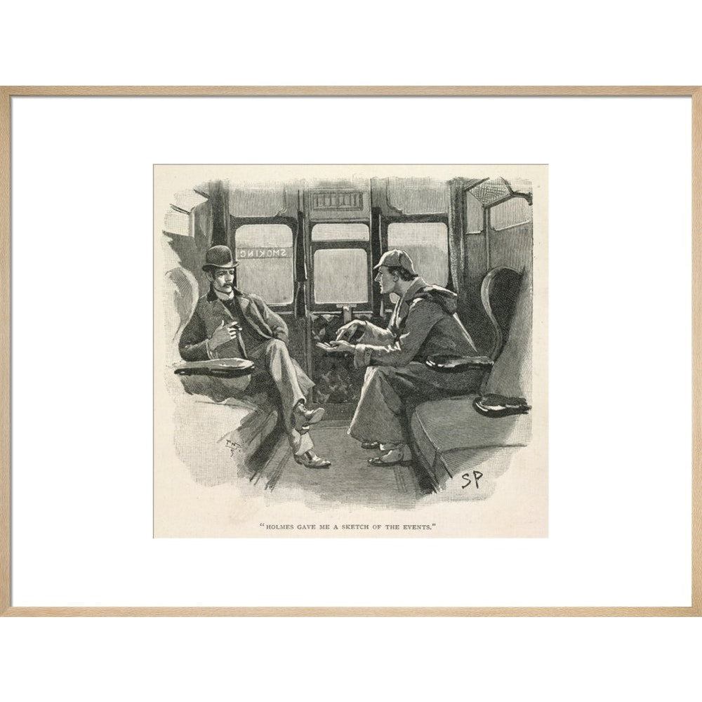 Sherlock Holmes and Dr Watson print in natural frame