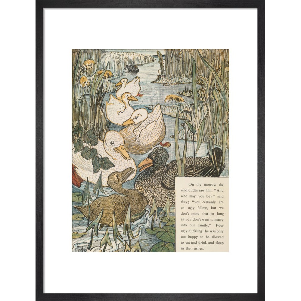 The Ugly Duckling print in black frame