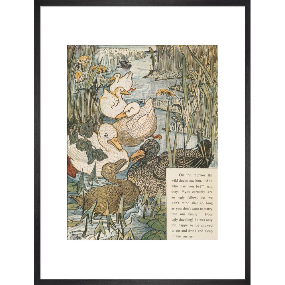 The Ugly Duckling print in black frame