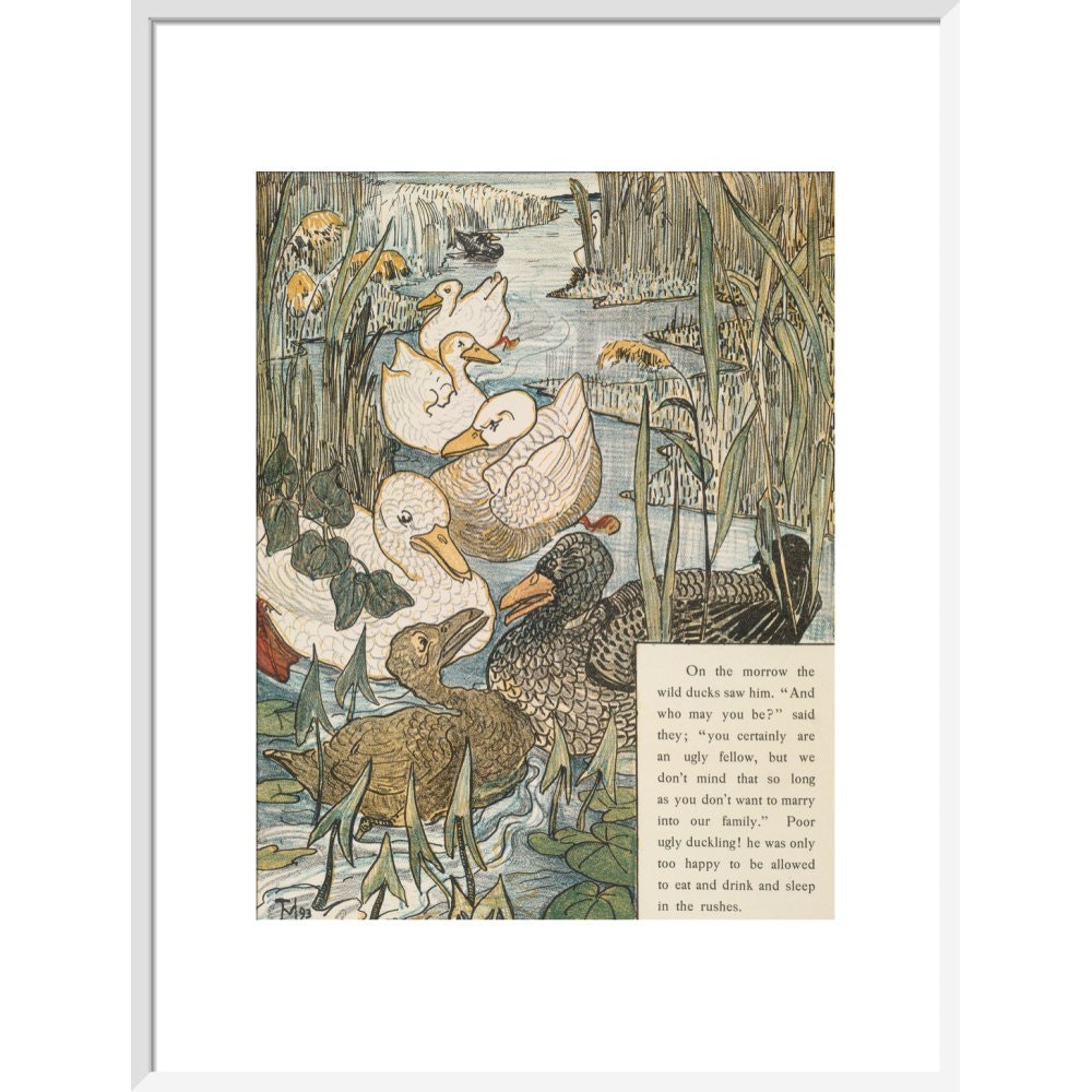 The Ugly Duckling print in white frame