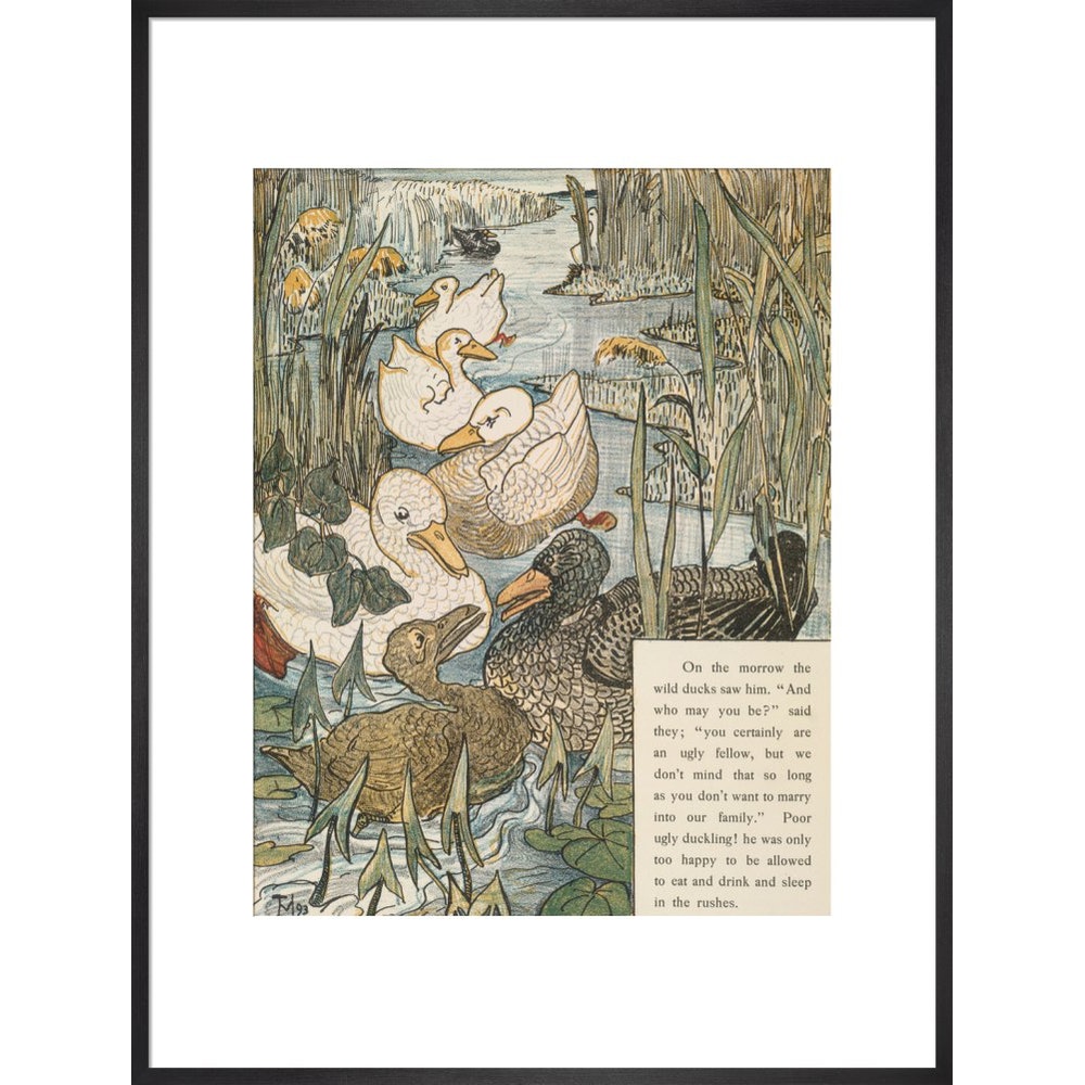 The Ugly Duckling print in black frame