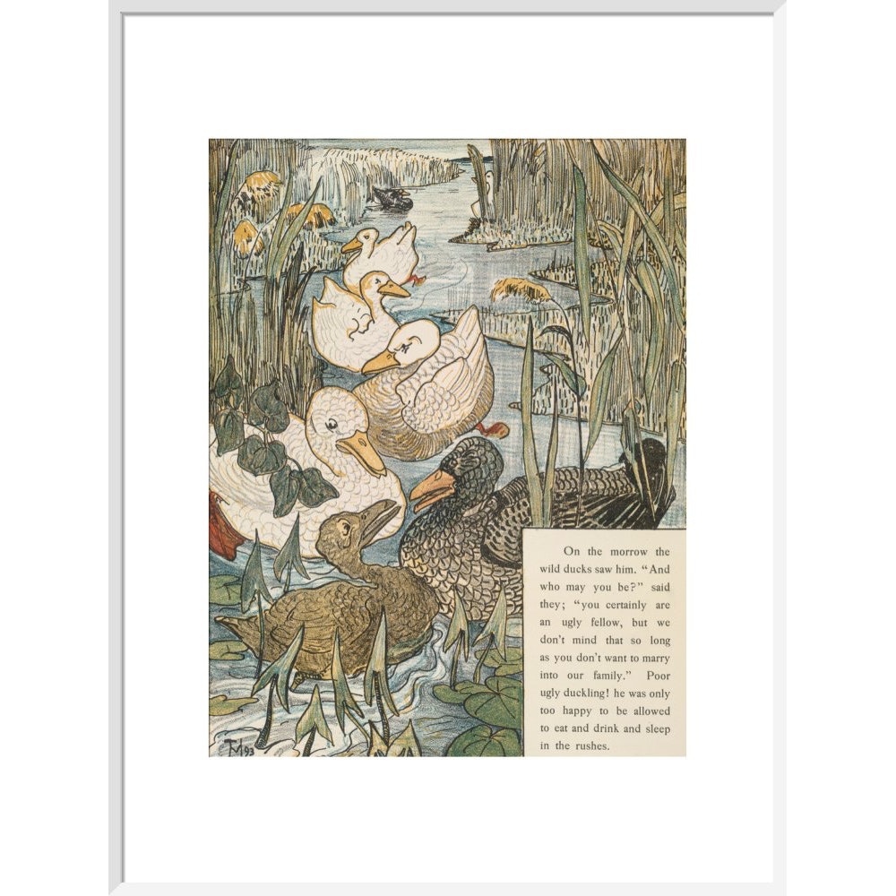 The Ugly Duckling print in white frame