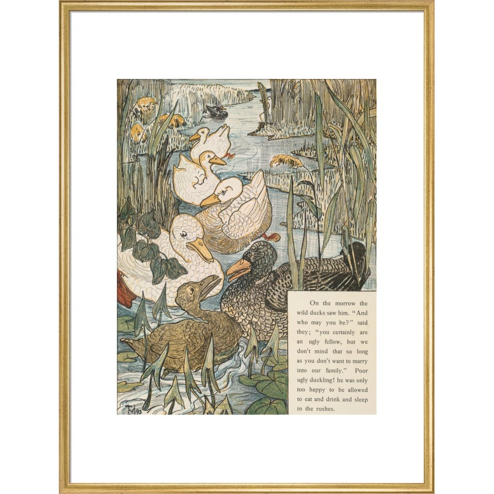 The Ugly Duckling print in gold frame