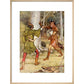 Robin Hood and Guy of Gisborne fighting print in natural frame