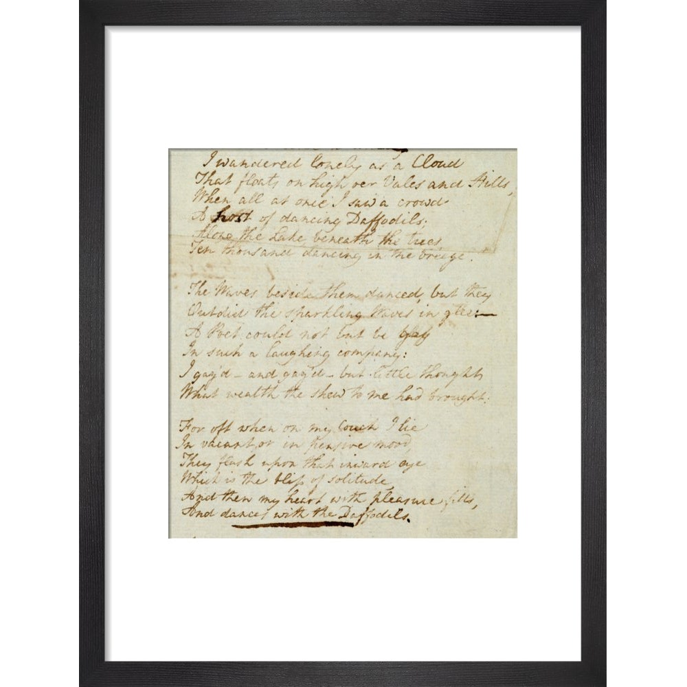 I wandered lonely as a cloud (Daffodils) print in black frame