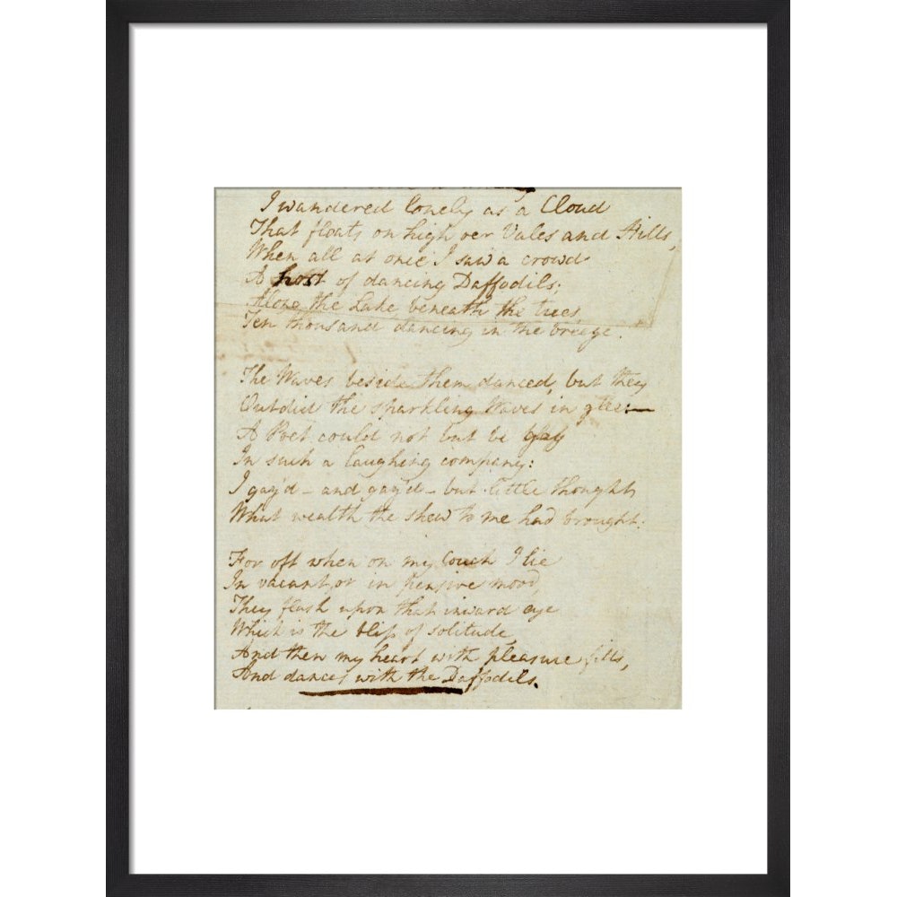 I wandered lonely as a cloud (Daffodils) print in black frame