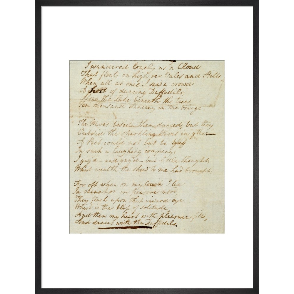 I wandered lonely as a cloud (Daffodils) print in black frame