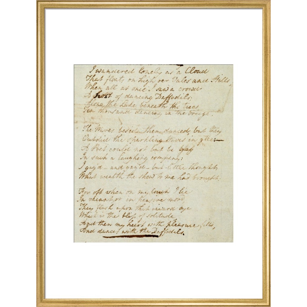 I wandered lonely as a cloud (Daffodils) print in gold frame