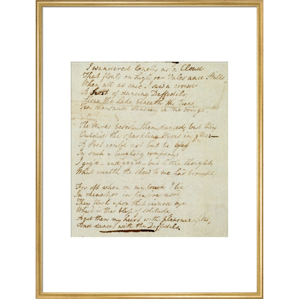 I wandered lonely as a cloud (Daffodils) print in gold frame