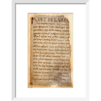 Beowulf print in white frame