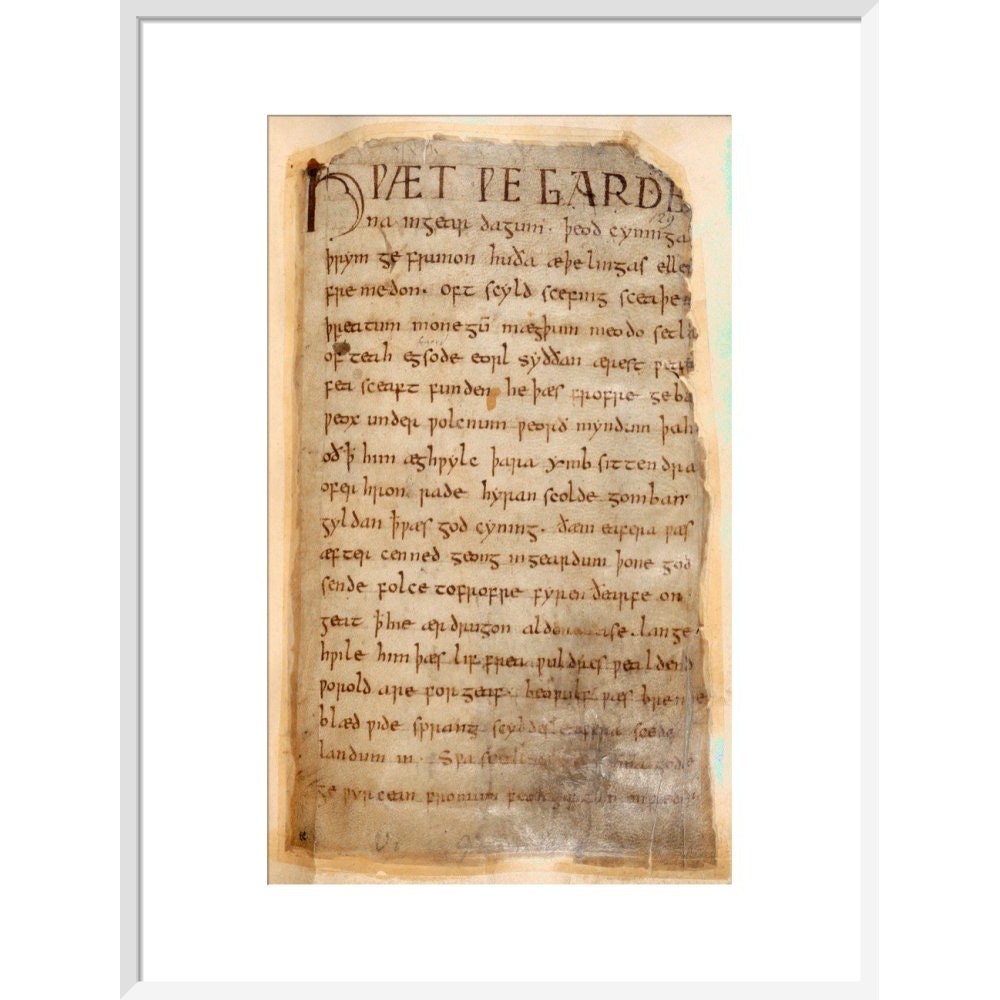 Beowulf print in white frame
