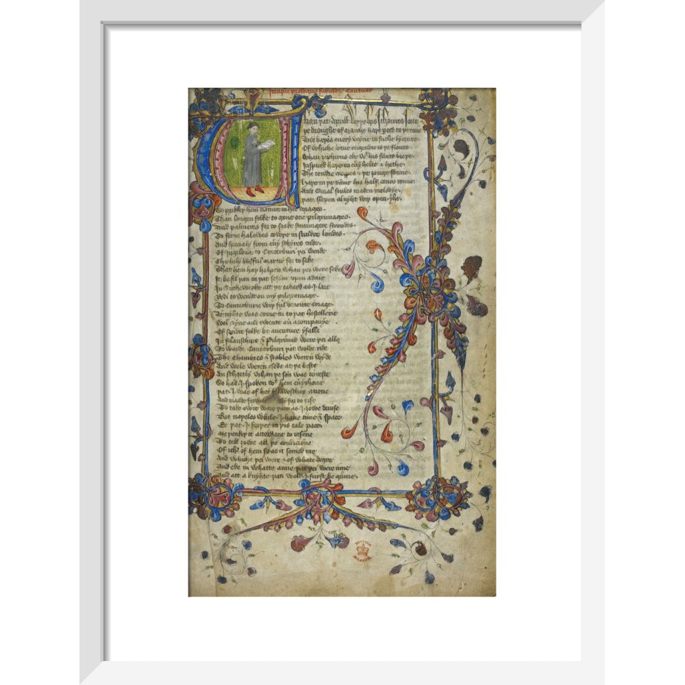 Canterbury Tales print in white frame