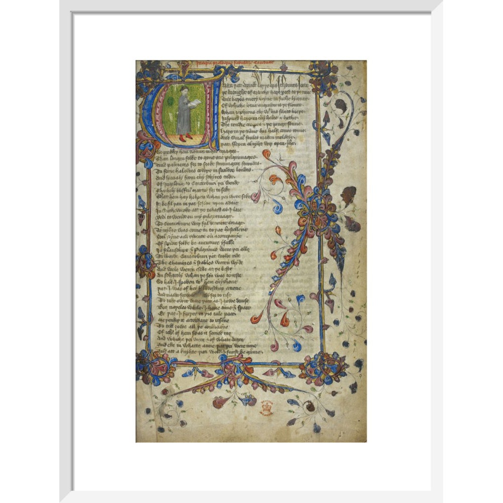 Canterbury Tales print in white frame