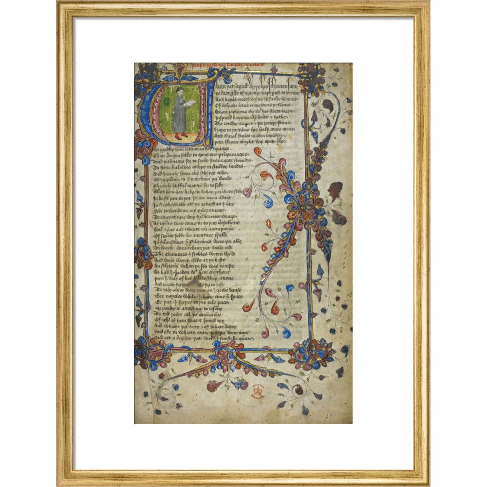 Canterbury Tales print in gold frame
