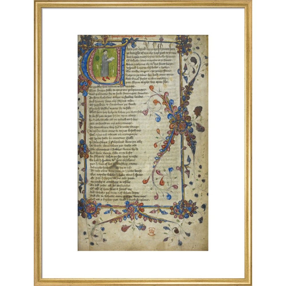 Canterbury Tales print in gold frame