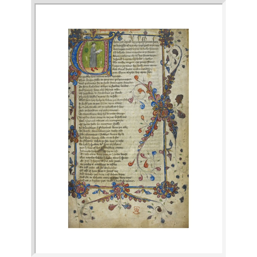 Canterbury Tales print in white frame