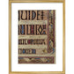 Detail of a cat, from a page of the Lindisfarne Gospels print in gold frame