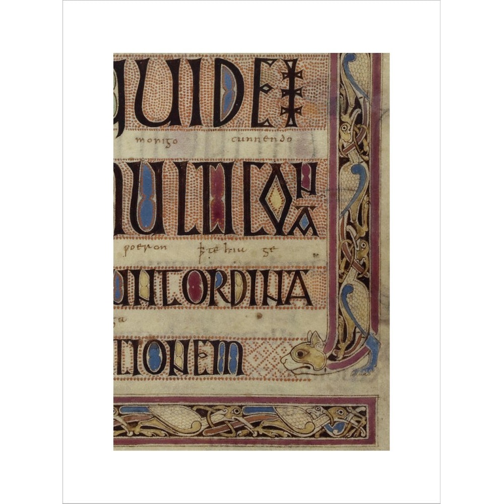 Detail of a cat, from a page of the Lindisfarne Gospels print unframed