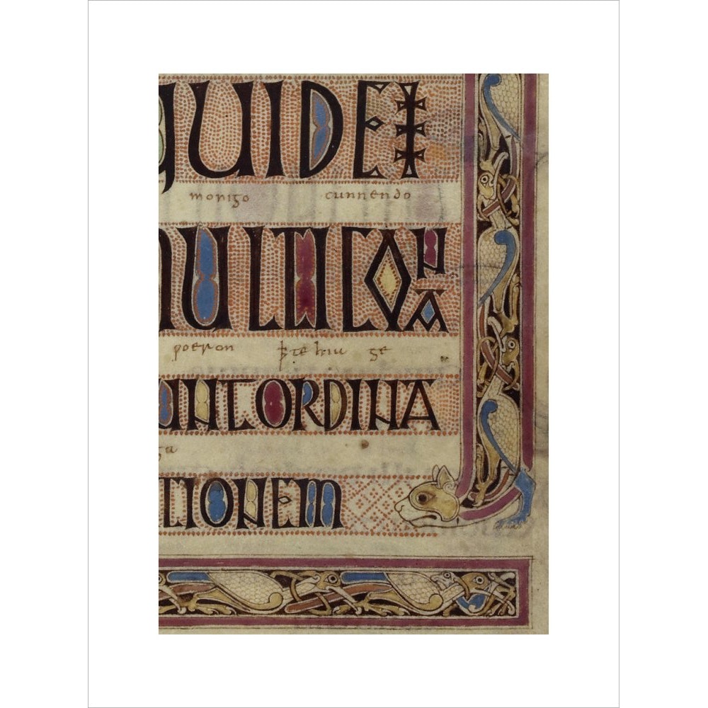 Detail of a cat, from a page of the Lindisfarne Gospels print unframed
