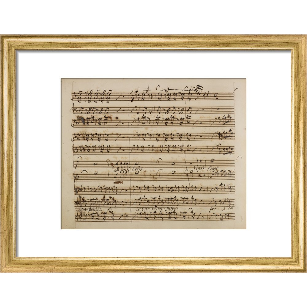 Handel's Messiah print in gold frame