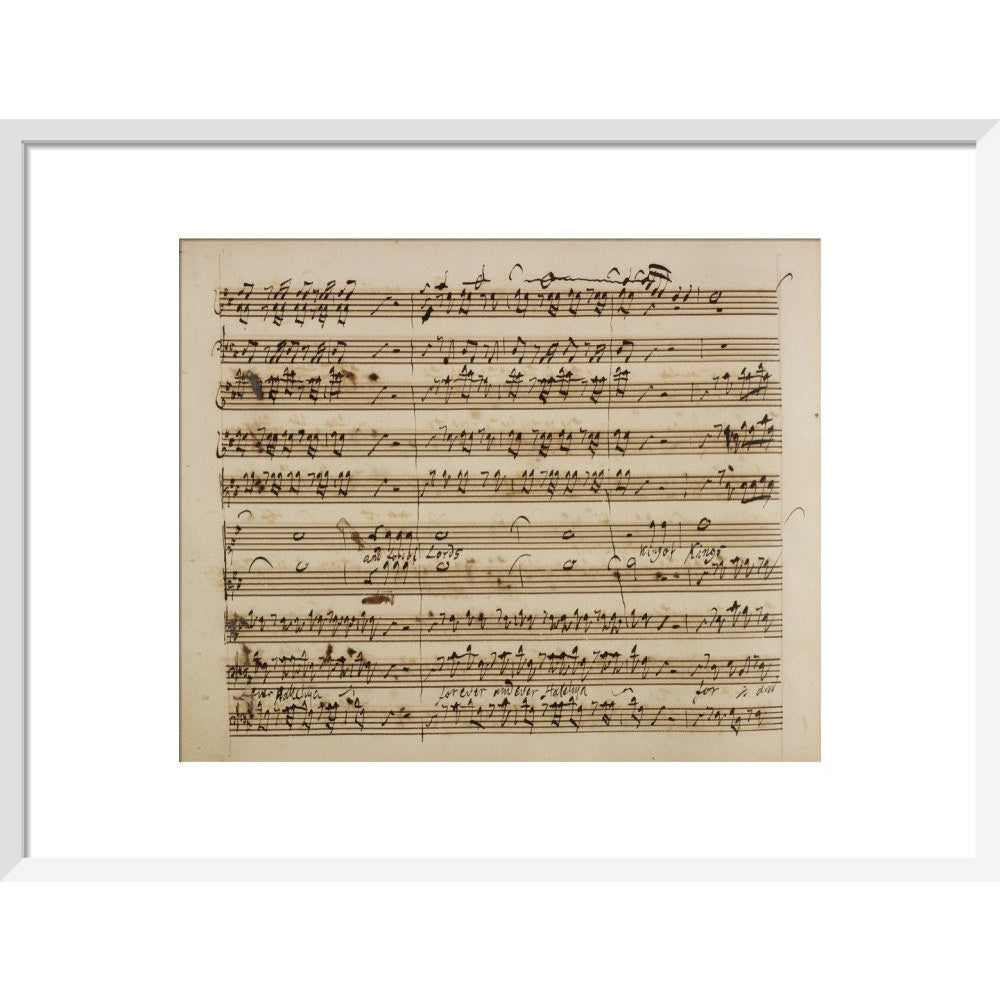 Handel's Messiah print in white frame