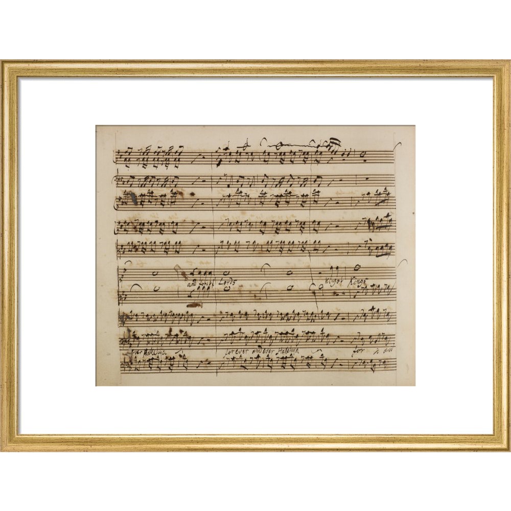 Handel's Messiah print in gold frame
