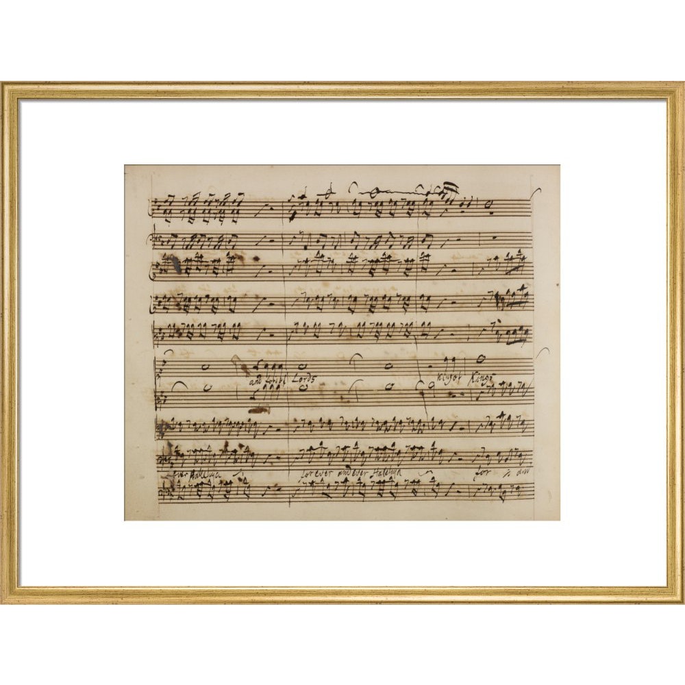Handel's Messiah print in gold frame