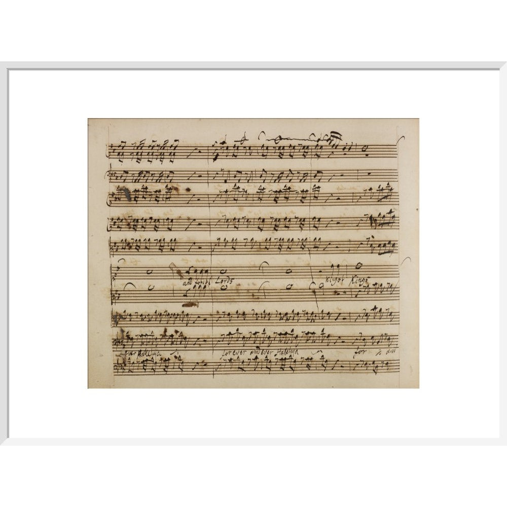 Handel's Messiah print in white frame