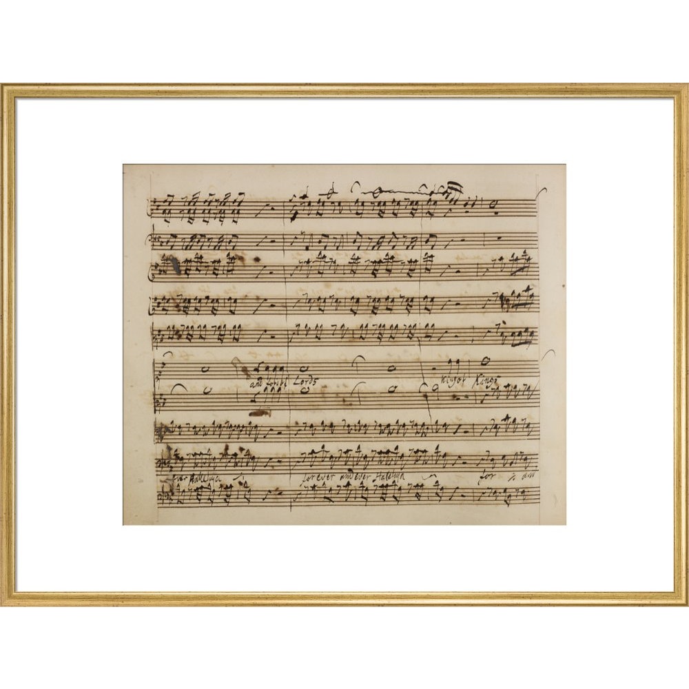 Handel's Messiah print in gold frame