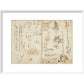 Notebook of Leonardo da Vinci print in white frame