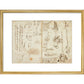 Notebook of Leonardo da Vinci print in gold frame