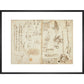 Notebook of Leonardo da Vinci print in black frame