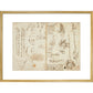 Notebook of Leonardo da Vinci print in gold frame