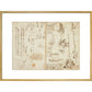 Notebook of Leonardo da Vinci print in gold frame