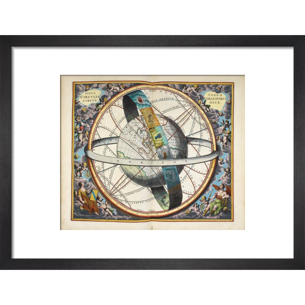 Planisphere with astrological signs of the zodiac print in black frame